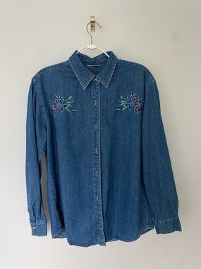 Embroidered Denim Button Up